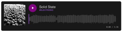 Track card showing cover art, purple stying and sound wave