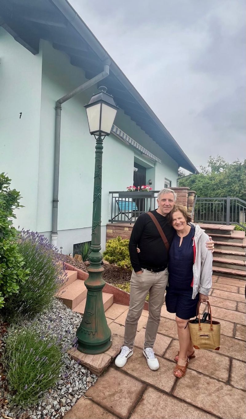 us outside our Eguisheim house